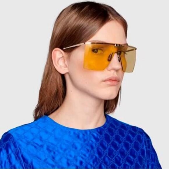 New Authentic GG1096S 003 Sunglasses by Gucci™ Shield, Material: Metal, Rimless. - Picture 1 of 13